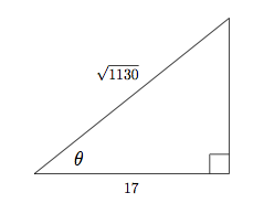 Right Triangle with side 17 and hypotenuse square root 1130