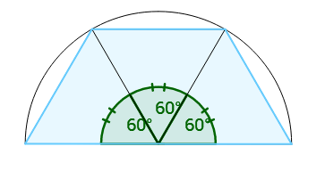 Figure 2. Sliced circle, now the semicircle