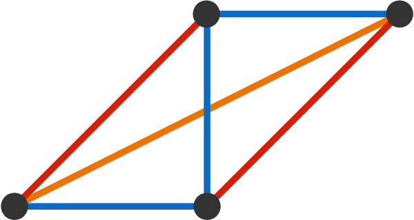 This arrangement requires three different colors of string.