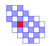 An irregularly shaped grid with one hole