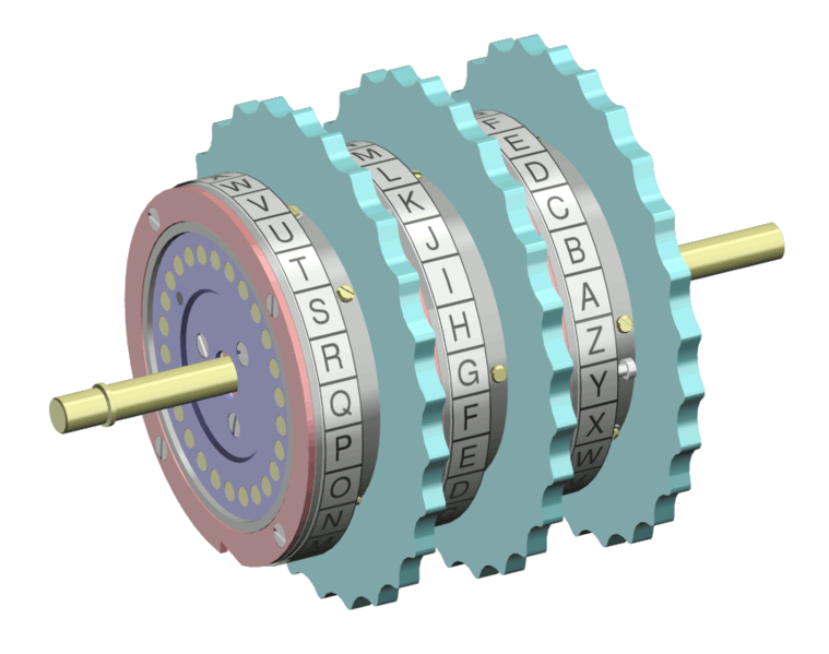 Here is a set of three Enigma rotors