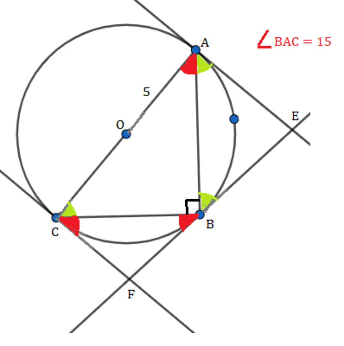 \(\text{Since ABC is a right triangle, the circumcenter is the midpoint of the hypotenuse (using Thale's theorem)} \)