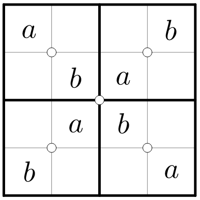 Since \(a \neq b\), it is impossible for the center sum to exist.