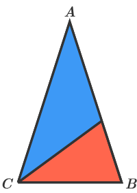 One possible way to draw \(ABC\) and split it into two isosceles triangles is shown here.